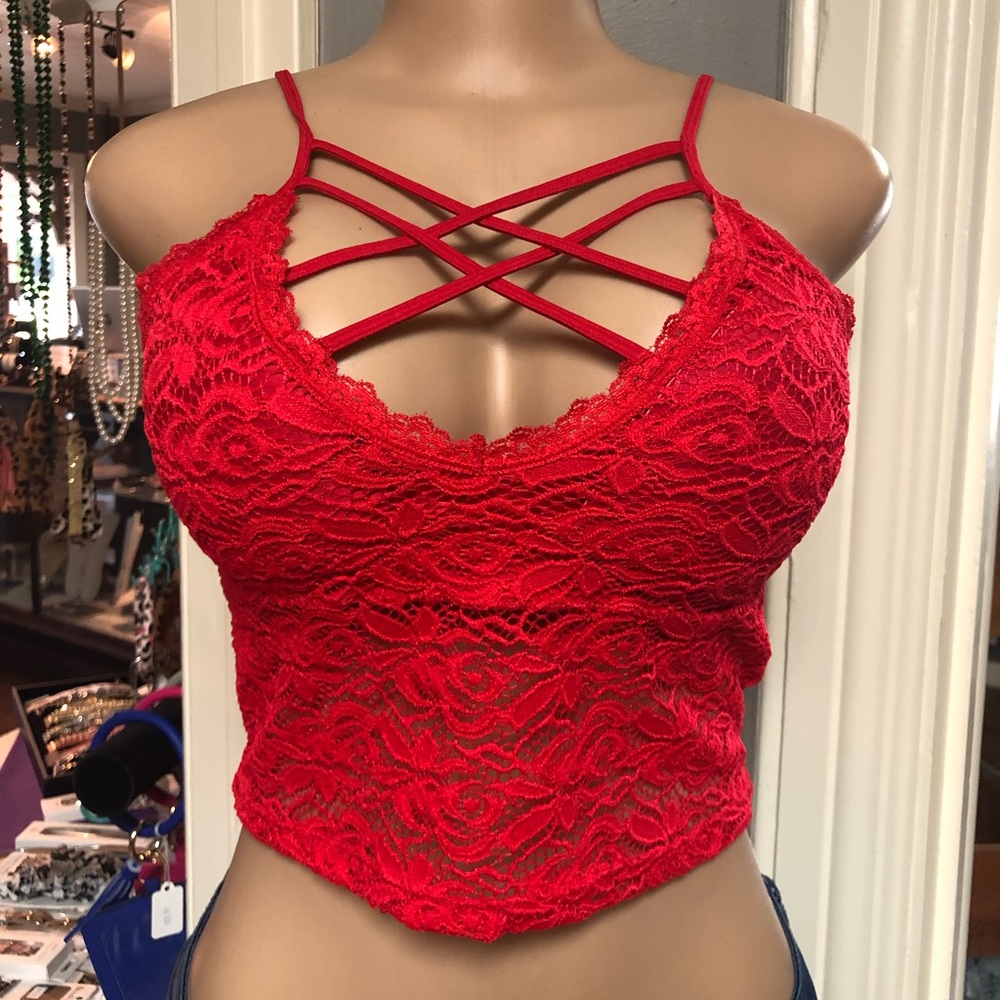 Red lace bralette